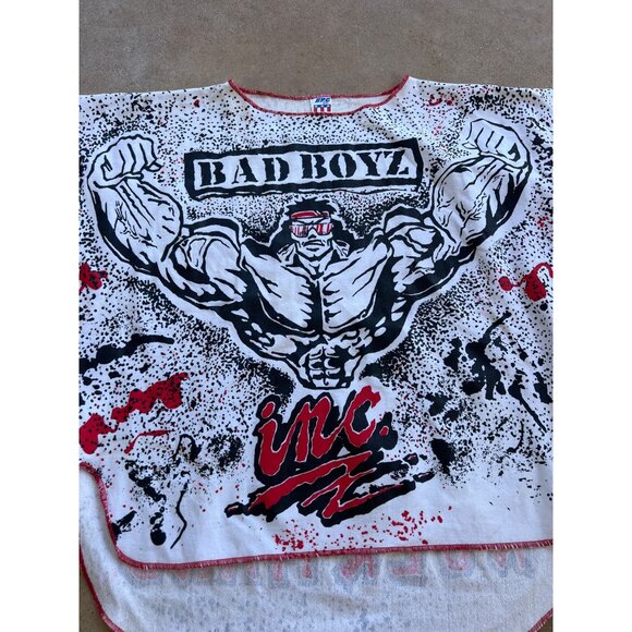 Vintage Bad Boyz Inc Rock Hard Oversized Graphic Muscle Poncho Shirt O/S BPG Mfg - Picture 2 of 5